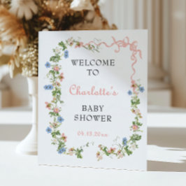 Poster Arco rosa Chá de fraldas de flor selvagem Bem-vind