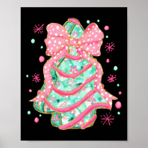 Poster Arco Rosa Coquette Árvore de Natal Cake Preppy Chr