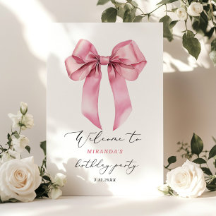 Poster Arco Rosa Elegante Cumprimentos de Aniversário par