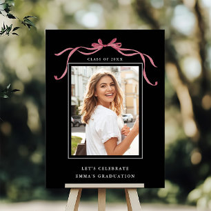 Poster Arco Rosa Escuro Graduação Festa Bem-Vindo Preto