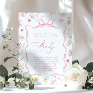 Poster Arco Rosa Não Diga Bebê Baby Wildflower Chá de Beb