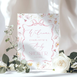 Poster Arco rosa-rosa Chá de fraldas Bem-vindo