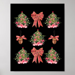 Poster Arco Vermelho Coquette Acorn Árvore de Natal Girly