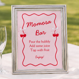 Poster Arco Vermelho Rosa Cereja Baby Shower Momosa Bar A