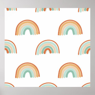 Poster Arcos de chuva desenhados à mão: padrão pastel sem