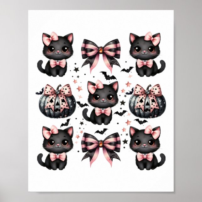 Poster Arcos de Halloween de Cat Coquette Preto Rosa Hall (Frente)