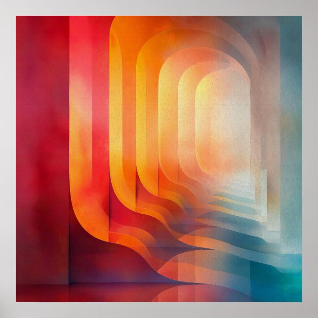 Poster Arcos Retro Glow – Abstrato Meados do Século (Frente)