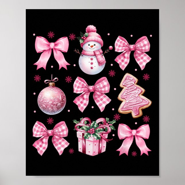 Poster Arcos Rosa de Natal Bonitos Papais noeis Gingerbre (Frente)
