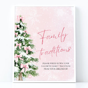 Poster Arcos Rosa Tradição da Família de Árvores de Natal