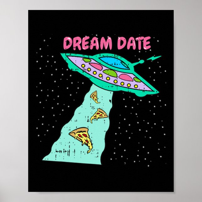 Poster Área-51 Alienígena Pizza Espacial na Área-51 Data  (Frente)