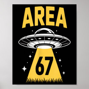 Poster Área 67 Tema Espaçonave Ufo Engraçado 6 7 Alien