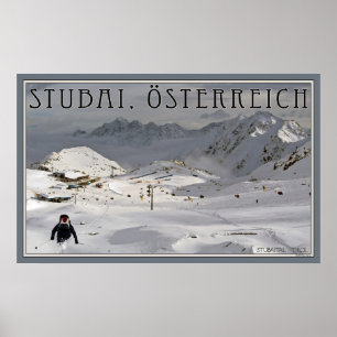 Póster Área do esqui da geleira de Stubai