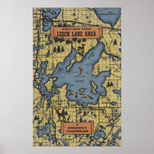 Poster Área do lago Leech, Minnesota - grandes cenas da