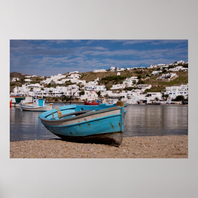 Poster Área do porto e do porto com barcos de pesca grego (Frente)