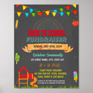 Poster Área editável de volta ao folheto escolar