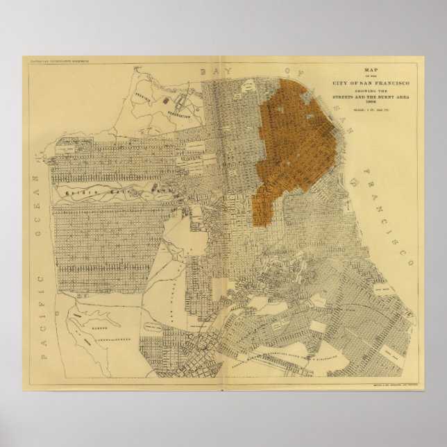 Póster Área queimada em São Francisco, 1906 (Frente)