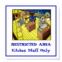 Área restrita ... placa de funcionarios da cozinha