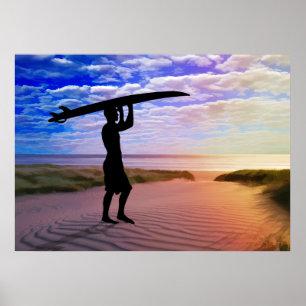 Póster Areia e Nuvens de Surfias Sunset