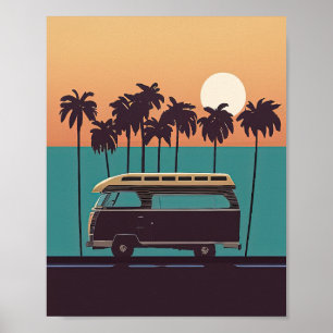 Poster Areia Retroativa e Sol - Uma Praia Vintage Summer