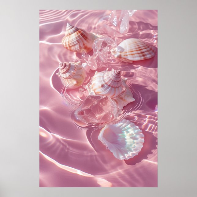 Poster Areia rosa e conchas Mermaidcore (Frente)