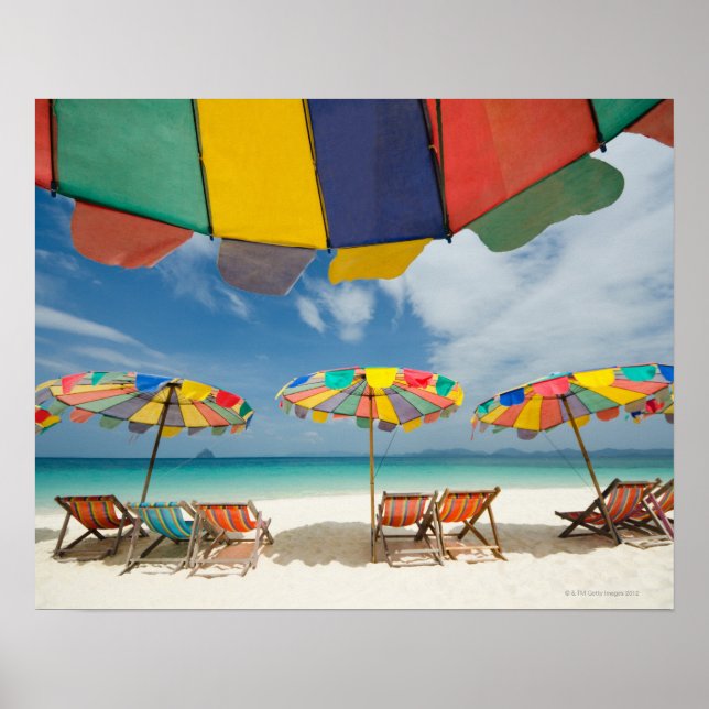 Póster Areia tropical e mar turquesa. 2 (Frente)