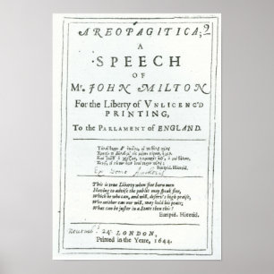 Póster Areopagitica'  a speech of John Milton