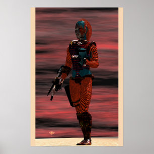 Poster ARES - CIBORGUE NO PÔR DO SOL DO DESERTO Ficção Ci