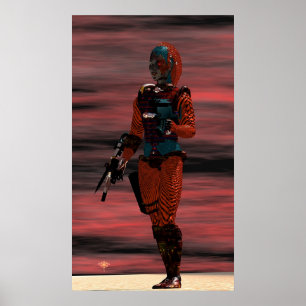 Poster ARES CYBORG EM DESERT SUNSET Science Ficfi