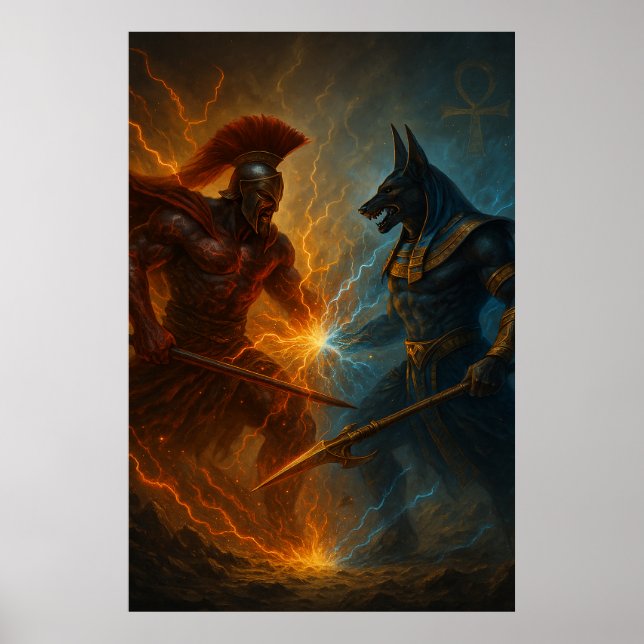Poster Ares vs Anubis — Ancient Gods Duel (Frente)