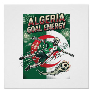 Póster Argélia Gol Energia Esqueleto Atacante Nações Negr