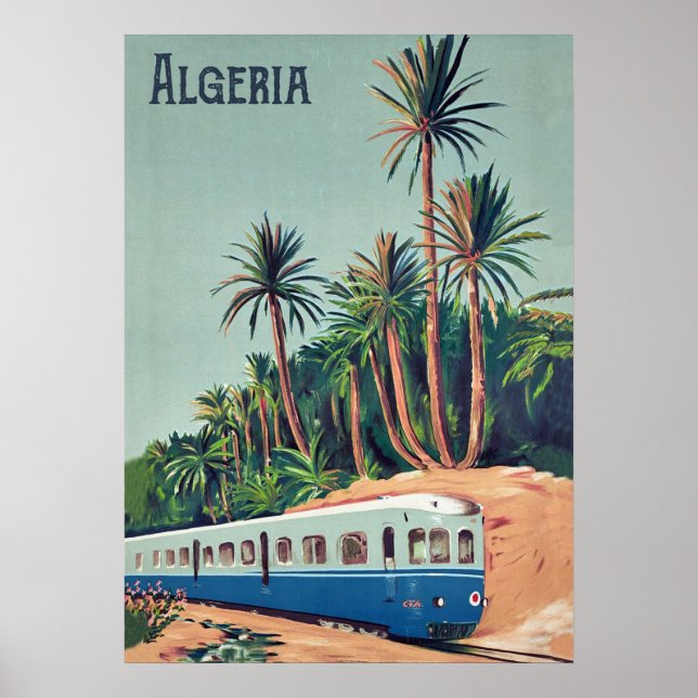 Poster Argélia, Trem Passando pelas Palmeiras (Frente)