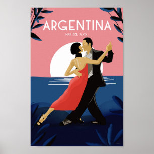 Poster Argentina mar del plata tango vintage