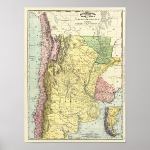 Póster Argentina, o Chile, Paraguai, Uruguai