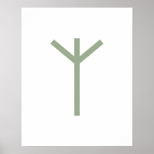 Poster Argumento Geométrico Verde de Algiz (Proteção) (Frente)