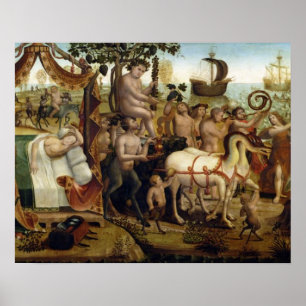 Poster Ariadne em Naxos, da história de Theseus (óleo o