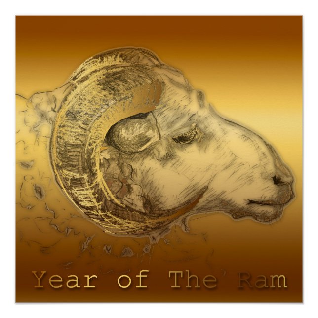Póster Áries Dourados - Ano Ram 2015 - Poster perfeito (Frente)