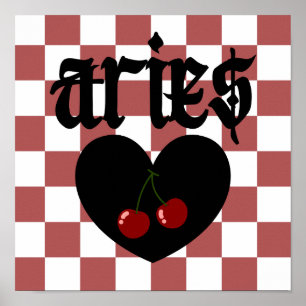Poster Aries Gothic Aestic Checkered Cherry Art