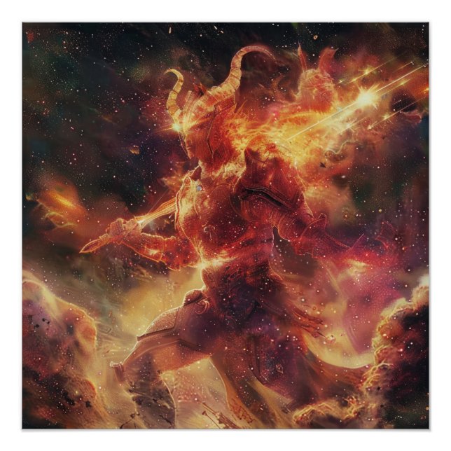 Póster Aries (O Guerreiro) - Poster de Deidade com Sinal  (Frente)