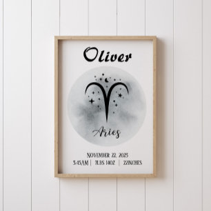 Póster Aries Personalizado Nome Personalizado Zodiac