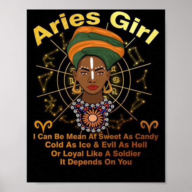 Poster Aries Queen Sweet Como Mulheres Negras De Aniversá (Frente)