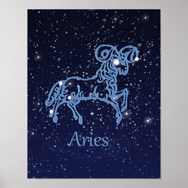 Póster Aries Sinal Zodiac e constelação (Frente)