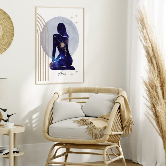 Poster Aries Zodiac Feminine Blue Design (Criador carregado)
