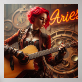 Poster Aries Zodiac Musical Guitar