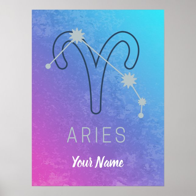 Poster Aries Zodiac - Sinal de Estrela Constelação de Hor (Frente)
