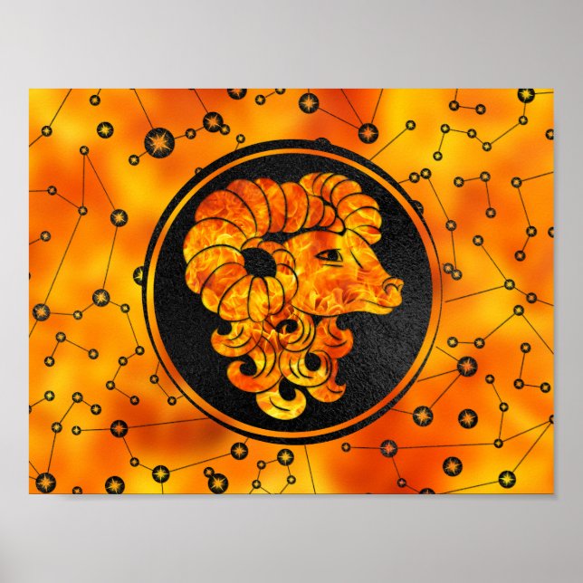 Póster Aries Zodiac Sinal Fire (Frente)