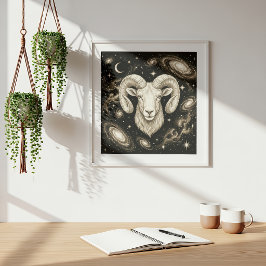 Poster Áries Zodíaco Astrologia Celestial