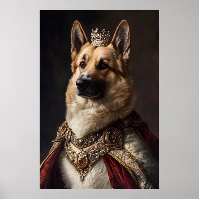 Poster Aristocratic German Shepherd Art, Renaissance Dog (Frente)