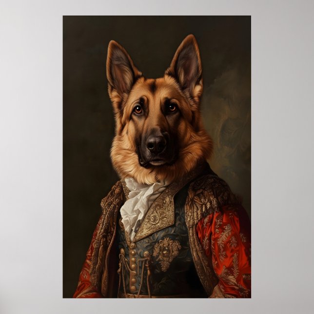 Poster Aristocratic German Shepherd Print, Renaissance (Frente)