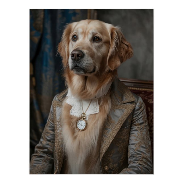 Póster Aristocratic Golden Retriever with Pocket Watch (Frente)