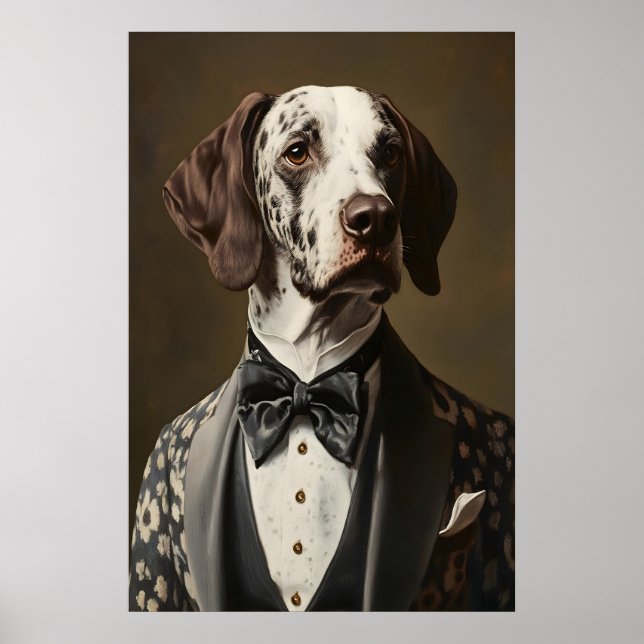 Poster Aristocratic Pointer Dog Portrait, Funny Animal (Frente)